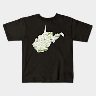 West Virginia in Flowers Kids T-Shirt